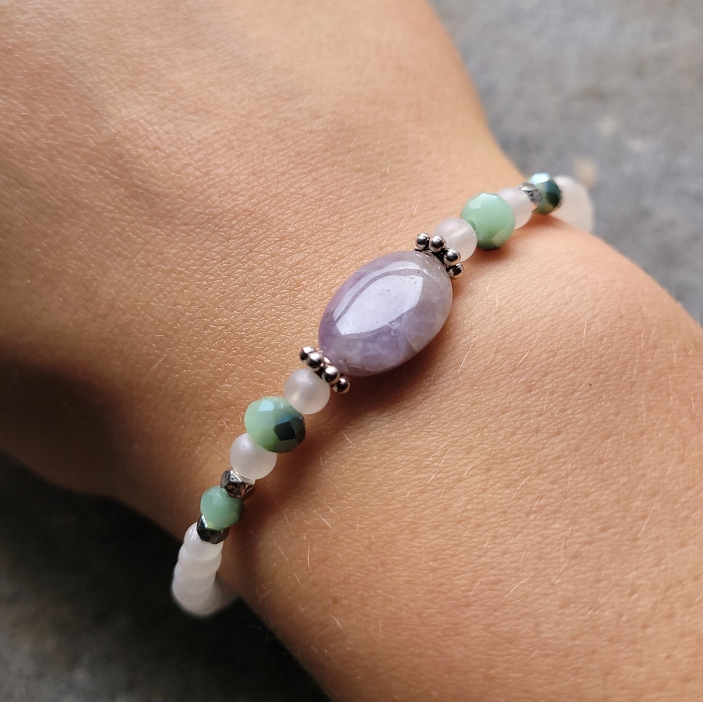 Amythest Stone Mala Bead Handmade Bracelet
